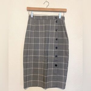 H & M Plaid Fitted At The Knee Pencil Wiggle Skirt XS